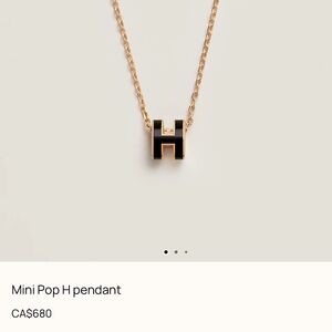 Hermes Mini Pop H Pendant Necklace in Black and Gold